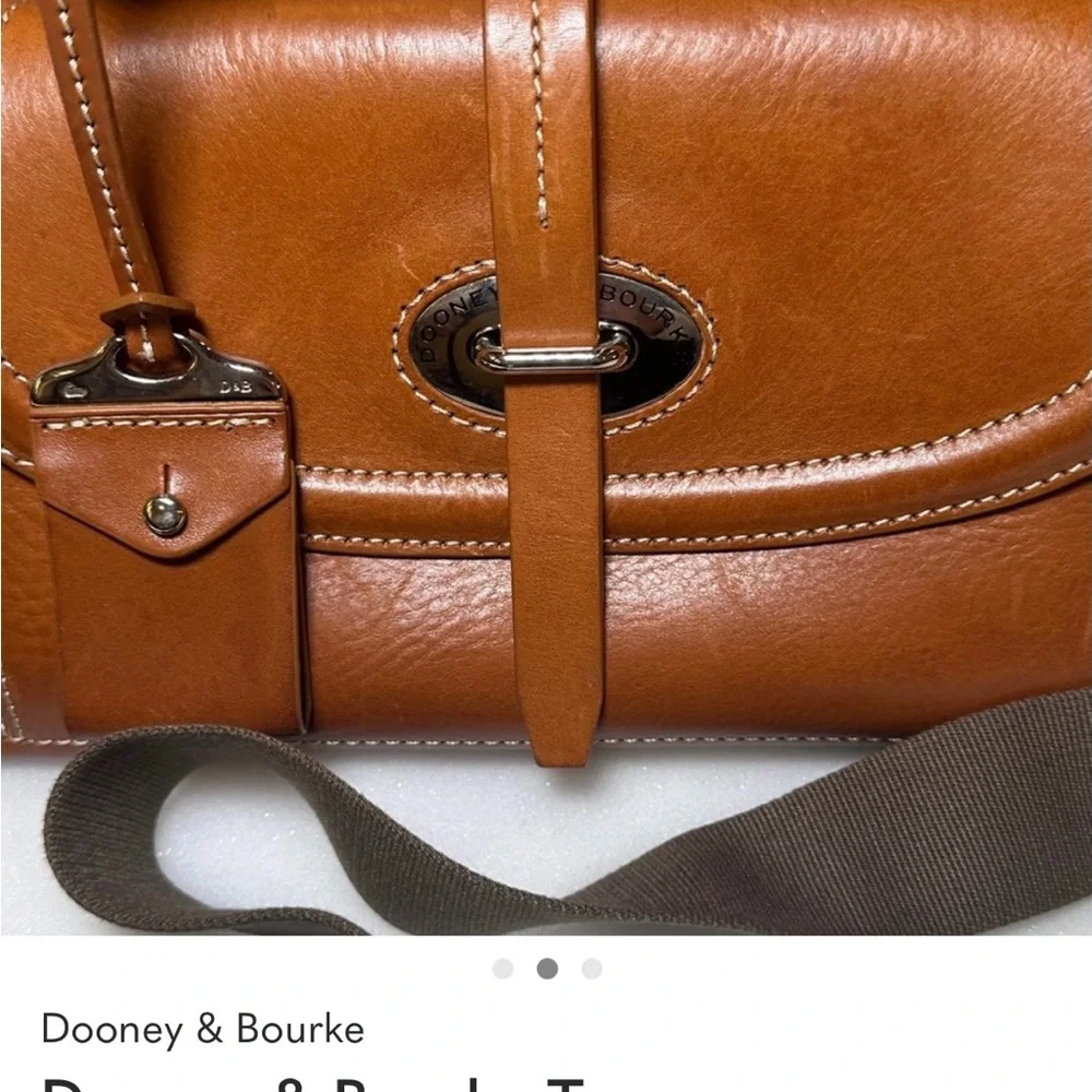 Dooney & Bourke Brown Leather Briefcase with dust bag. Crossbody bag. #127